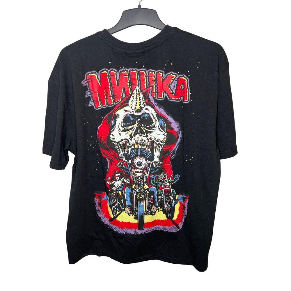 Mishka "Engineered To Destroy" Black T-Shirt With Biker Skull Graphic Size Large - Picture 6 of 8